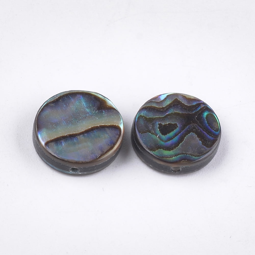 Abalone Shell/Paua Shell Beads Flat Round Green 12x3~4mm Hole: 1.2mm