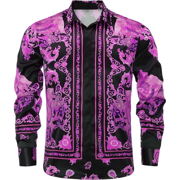 Camisas para hombre doradas de lujo, cómodas y elegantes, con solapa y botones, para fiestas de graduación, reuniones y calles