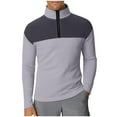 thumbnail image 6 of Yusimy Men's Color-Block Stand-Up Collar Half-Zip Waffle Knit Long Sleeve Sports Top Sporty Style, 6 of 7