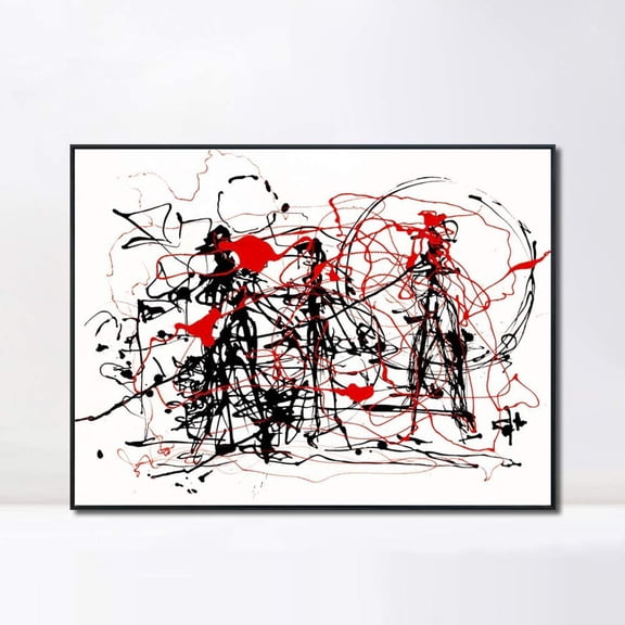 INVIN ART Framed Canvas Print Abstract Series#6 by Jackson Pollock Modern Wall Art Living Room