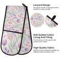 thumbnail image 4 of Dailycode Double Sided Oven Mitt with Loop Heat Resistant Kitchen Long Potholders 7" x 35" Watercolor Tulips and Berries, 4 of 6