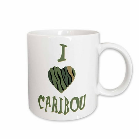 

3dRose Camo Colored Striped I Love Caribou Ceramic Mug 11-ounce