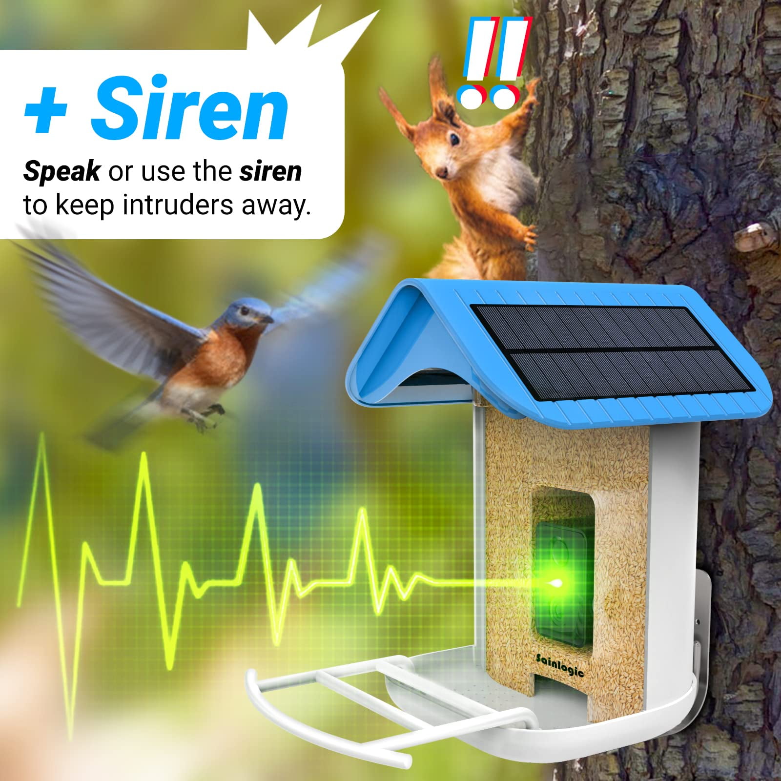 1080P Smart Bird Feeder with Camera, Solar-Powered, Wireless, IR Night Vision, Ultra-Wide HD Lens, APP-Controlled, Identifies 11,000+ Bird Species, Ideal Gift for Bird Lovers