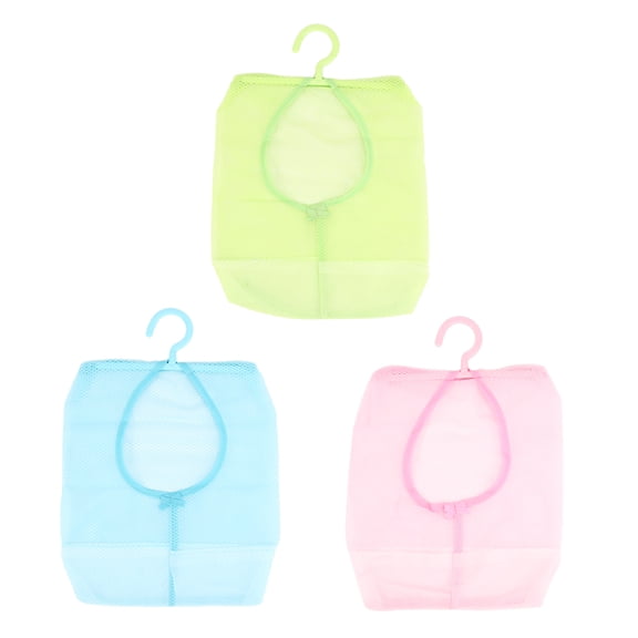 Monyance clothesline bag Mesh Storage Organizer Bag Clothespin Bag with Hanger Pack of 3 Blue/Green(8.66X15.35X0.12Inches)