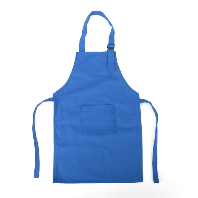 TOPTIE Durable Cotton Canvas Kids Aprons with Pocket, String Adjustable, 23" x 17"-Blue-1 pack
