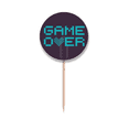 thumbnail image 1 of Jeu Bleu sur Pixel Art Déco Mode Cure-Dent Drapeaux Rond Étiquettes Fête Décoration, 1 of 3