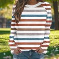 thumbnail image 4 of Fznquz Striped Womens Tops Trendy Yellow Long Sleeve Crewneck Sweatshirt Pullover Casual Spring Blouses,M, 4 of 6