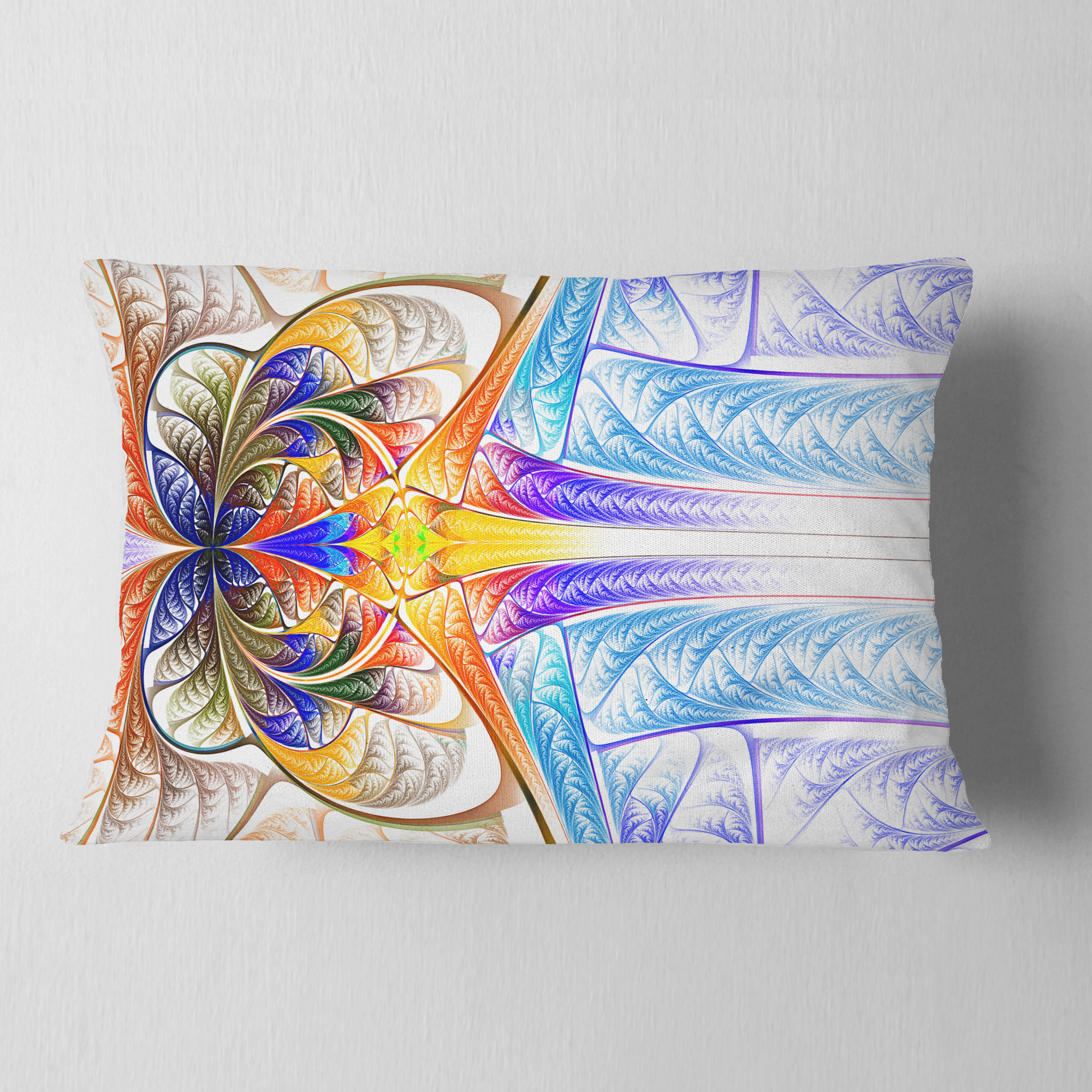Designart Strange Fractal Desktop - Abstract Throw Pillow - 12x20