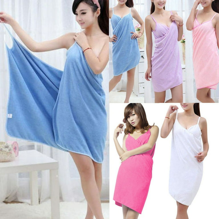 Women Bath Towel Wearable Towels Super Absorbent Solid Color Bath Sleep Wear