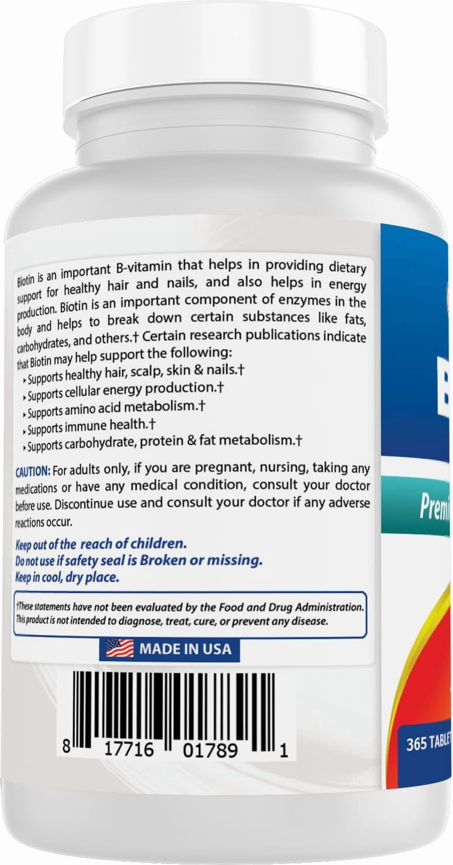(2 pack) Best Naturals Best Naturals Biotin 10 mg (10,000 Mcg) 365 Tablets | (Vitamin B7 Supplement)