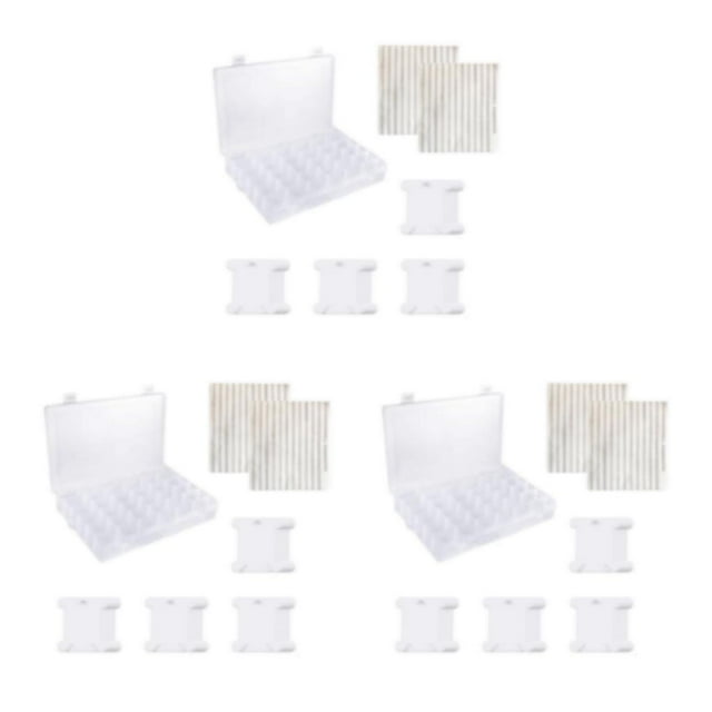 Destyer Double Buckles DIY Fashion Stitch Embroidery Tool Easy Organization And Durability Bobbins Box+50Bobbins+2 Tags 3Set