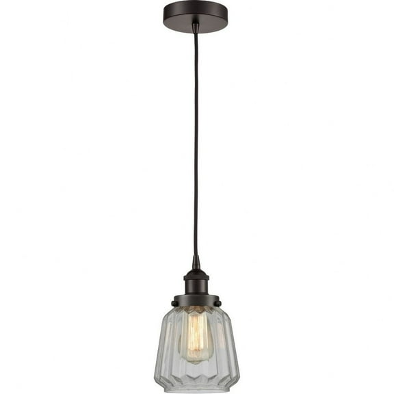 616-1PH-OB-G142-LED-Innovations Lighting-Chatham - 1 Light Mini Pendant In Art Deco Style-11 Inches Tall and 7 Inches Wide Oil Rubbed Bronze Clear