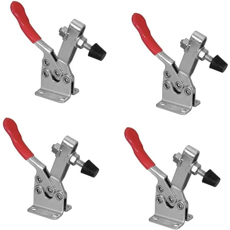 UPC: 0843441100898 | POWERTEC 20327 Quick Release Horizontal Toggle Clamp w Rubber Pressure Tip – Hold Down Hand Tool 300 lb Holding Capacity  201B  4PK
