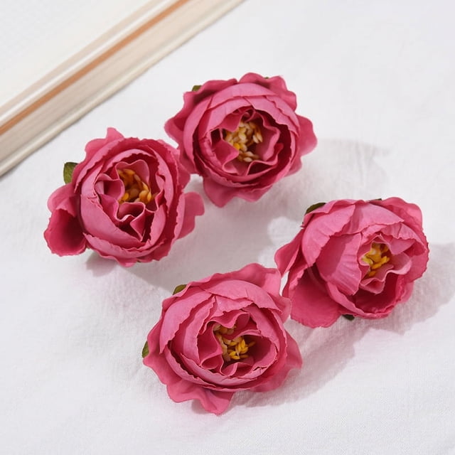 Simulación de cabeza de flor de rosa hecha a mano, material de corona de bricolaje, estilo retro, decoración de boda floral de té, flores falsas