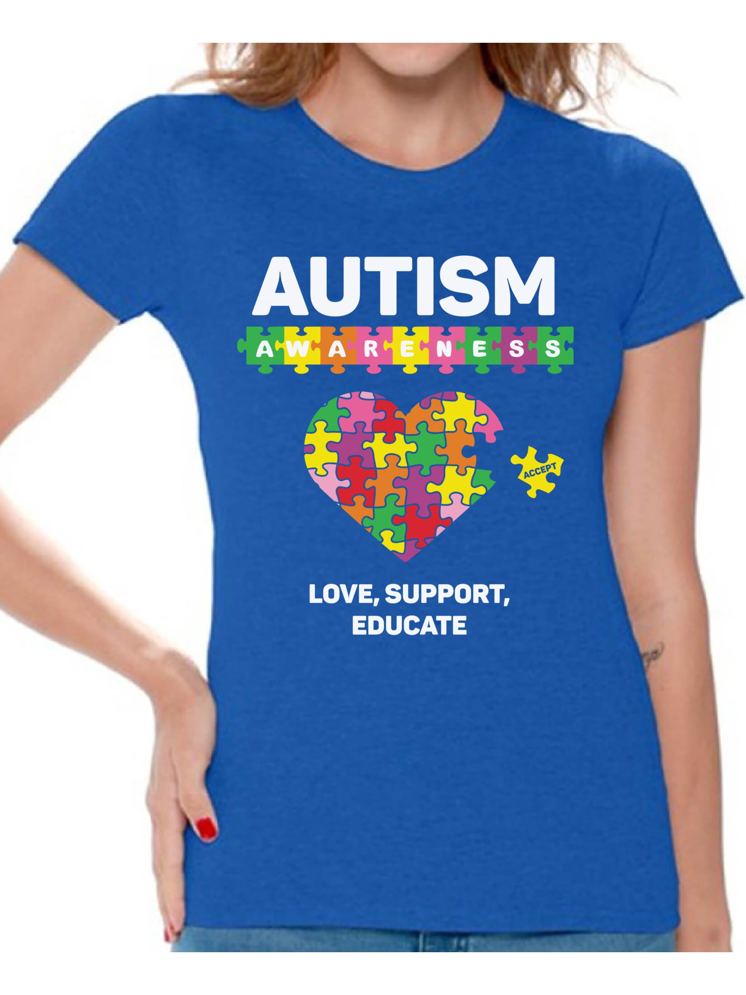 Blue Autism Flag Women's Tank Top Autism Awareness Month Tee