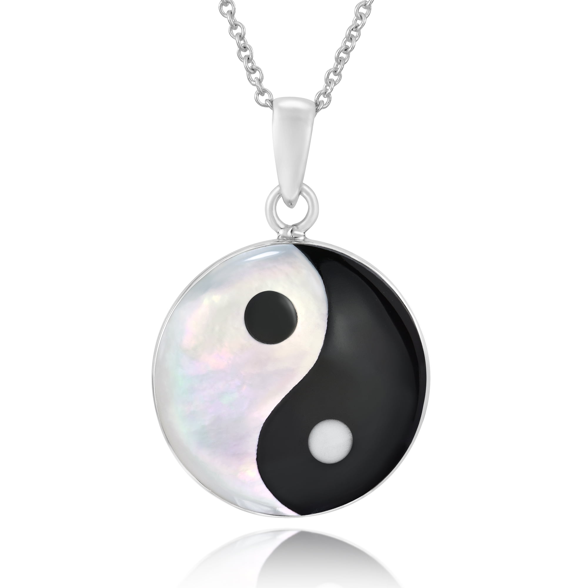 Never Give Up Reversible Amulet Yin Yang Balance Powers Arrowhead Sky Blue Simulated Cats Eye Necklace