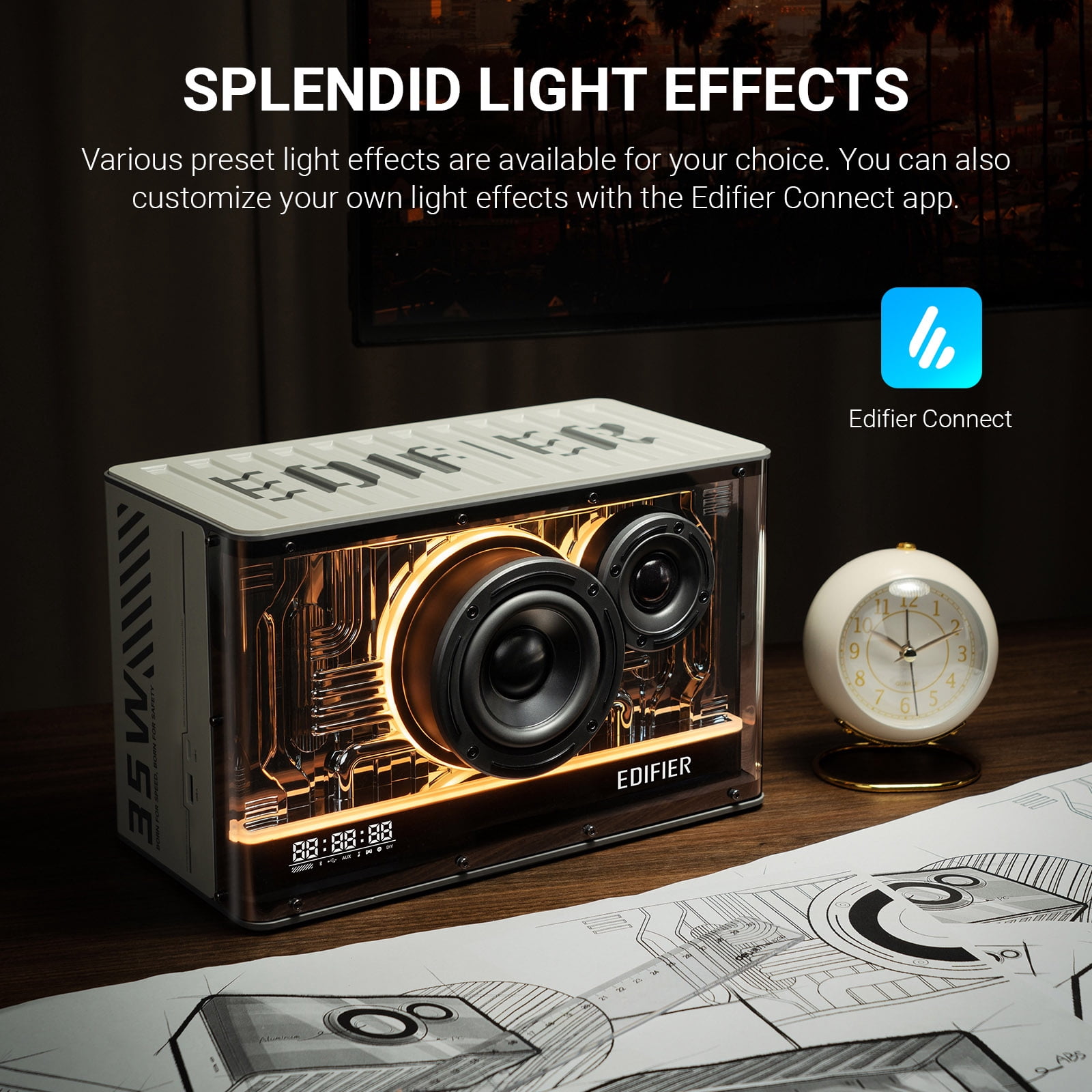 Edifier QD35 Bluetooth Tabletop Speaker 35 Watts High Res Audio (White)