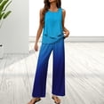 thumbnail image 2 of MSJUHEG Crop Tops Wide Leg Pant Sets Two Piece Outfits Summer 2 Piece Matching Summer Sweatsuit Lounge Set Womens Summer Work Outfits for Women Linen Sets for Women 2 Piece Blue L, 2 of 5