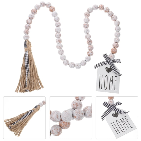 Kitandove 1Set Wooden Beads Garland for Home and Garden 86x5.5x1.5cm