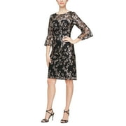 Alex Evenings Short Embroidered Sheath Dress (Womens, Black/Copper, 14)