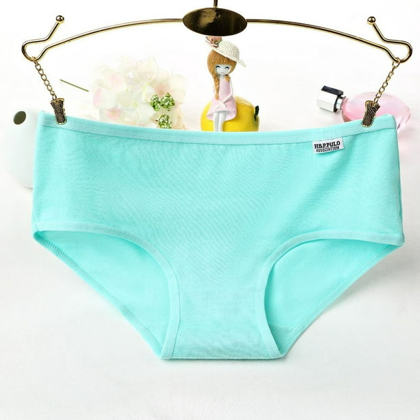 5Pcs Women Underwear Cotton Candy Color Girls Ladies Panties Size XL  (Random Color)