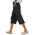 thumbnail image 1 of Icvfdpl Pantalons de Travail pour Femmes, Capri en Lin Léger, Pantalons à Rayures pour Dames, S, 1 of 5