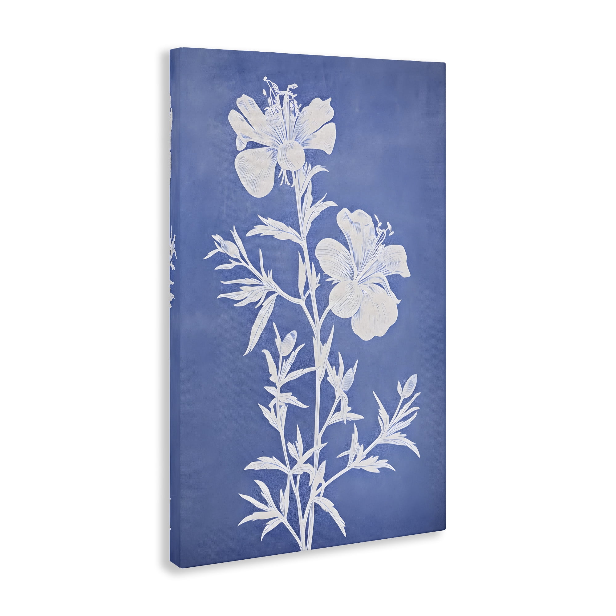 Stupell Industries Blue Cerulean Florals Botanical & Floral Painting Gallery Wrapped Canvas Art Print Wall Art, 16 x 24