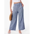 thumbnail image 6 of ANRABESS Womens Gingham Pants Wide Leg Elastic Waist Summer Casual Loose Palazzo Lounge Beach Vacation Trousers with Pockets, 6 of 8