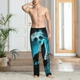 thumbnail image 2 of Gaeub Blue Full Moon Wolf Print Mens Pajama Pants,Lounge Pants With Pockets And Drawstring-Large, 2 of 6