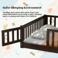 thumbnail image 2 of Twin Floor Bed for Children, Sturdy Wood Montessori Bed Frame with Wood Slats, Fence & Door, Montessori Floor Bed for Girls and Boys, Espresso, 2 of 6