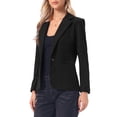 thumbnail image 4 of INSPIRE CHIC Corduroy Blazer for Women's Notched Lapel Long Sleeve Casual One Button Jacket with Pockets XS Black, 4 of 6