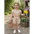 thumbnail image 5 of BemeyourBBs Toddler Baby Girls Summer Clothes Infant Baby Girls 2 Piece Outfits Short Puff Sleeve Square Neck Ruched Shirt Tops Belted Shorts Sets, 5 of 9