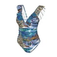 thumbnail image 4 of Yiaed Christmas Tree Print Women's Ruffled One Piece Swimsuit V Neck Swimwear Slimming Monokini for Woman-XX-Large, 4 of 8