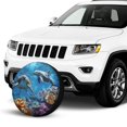 thumbnail image 2 of KAKALAD Ocean Sea Animal Turtle Dolphin 04 Spare Tire Cover Universal Vehicle Accessories Buckle Car Tools 15”in, 2 of 6