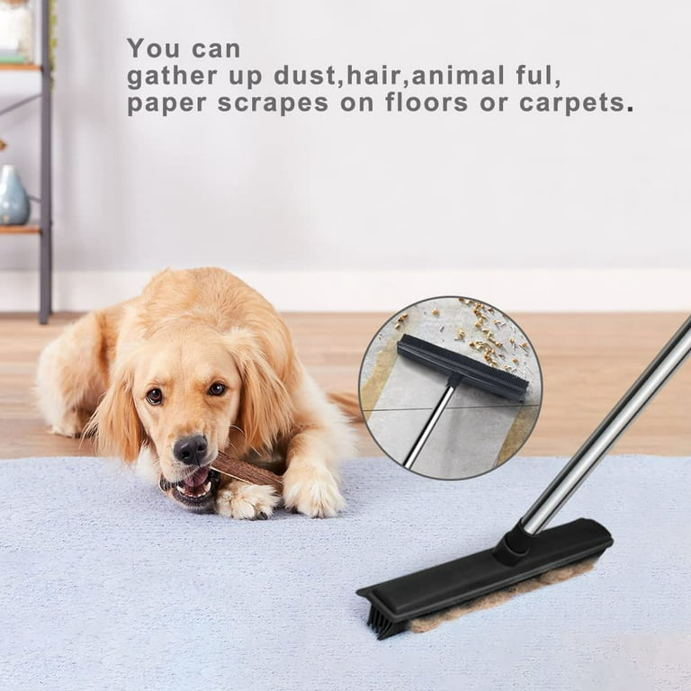 Rubber Broom Bristle Brush Pet Hair Remover Carpet Cleaning Indoor Sweeping