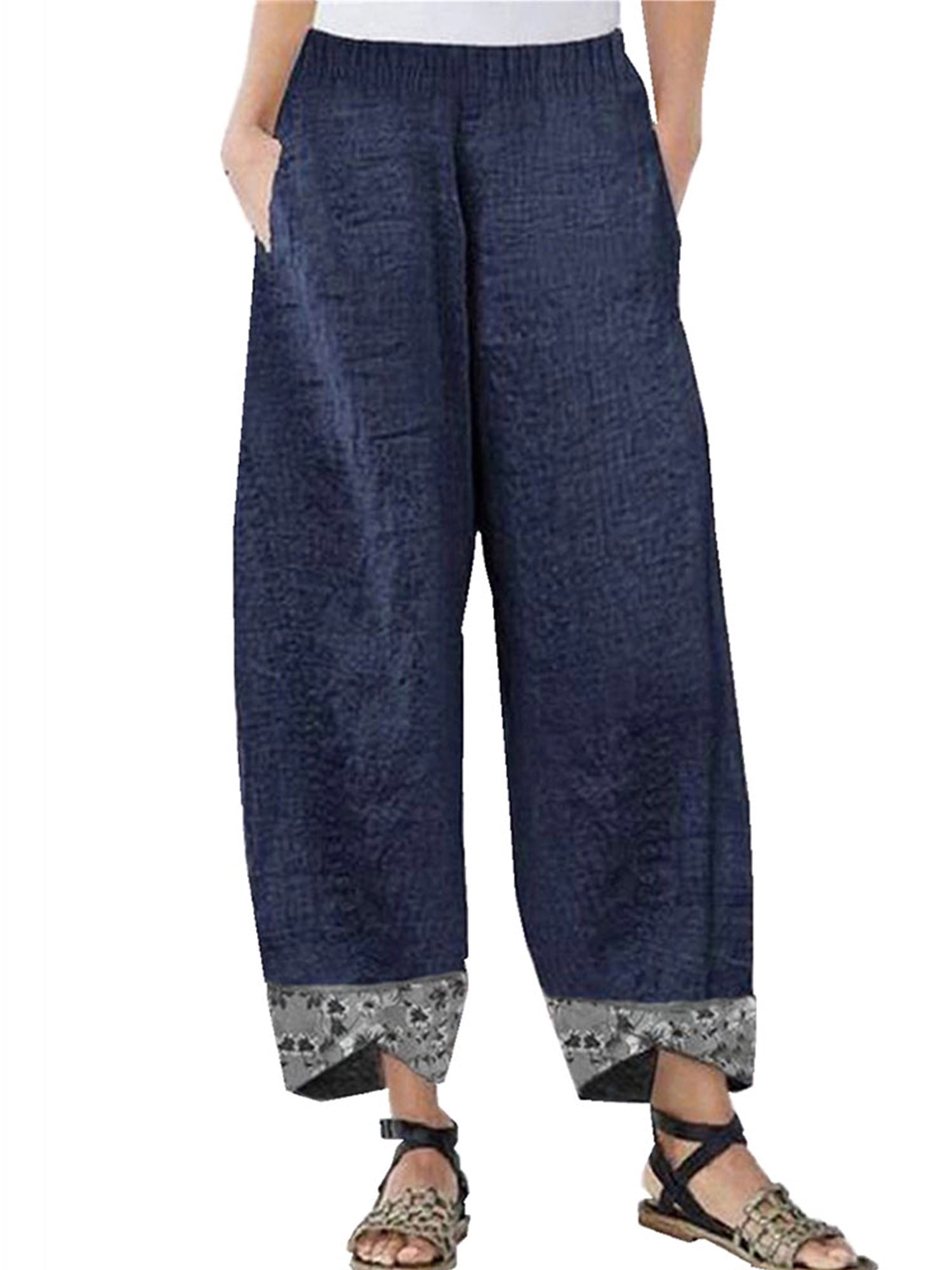 UPAIRC Womens Plus Size Harem Pants Elastic Waist Casual Trousers Deep ...