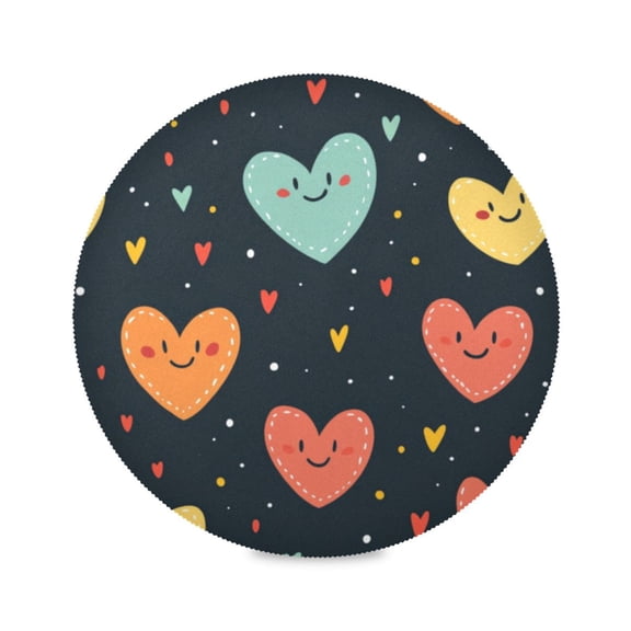 Round Plate Mat 15.4x15.4 Inchesx1 Placemat Table Mat Kitchen Mat Coffee Mat Fabric Thick, Strong Wear-Resistant, Heat Resistance Color Closed Eyes Love Seamless