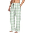 thumbnail image 3 of Mens Pajama Pants - Soft Sleep & Lounge Pants for Men, Light green white Checkered Cuteness Casual PJ Bottoms Pants with Pockets, 3 of 5