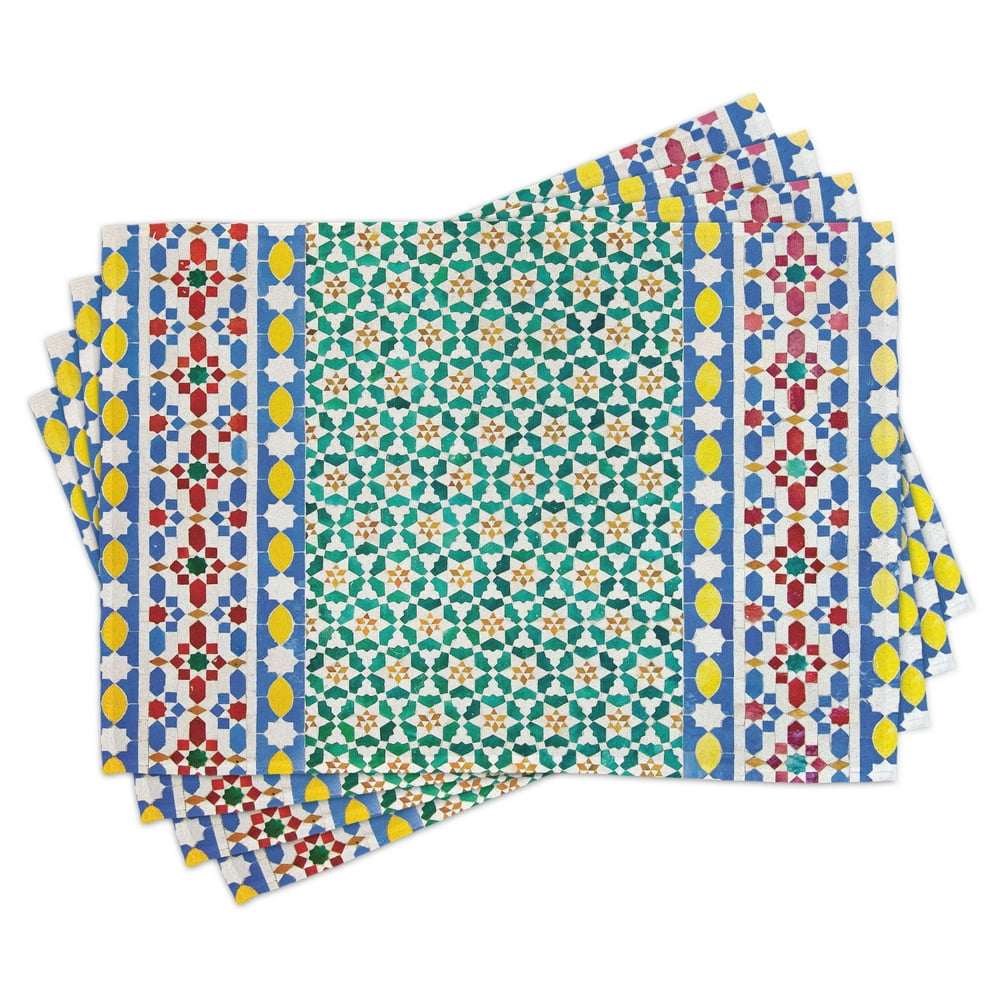 Moroccan Placemats Set of 4 Colorful Moroccan Mosaic Wall Middle East