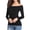 Black, variant on Lovskoo Women's 2024 Off Shoulder Tops T-Shirt Slim Long Sleeves Spring Fall Stretchy Shirts Blouses Top Black