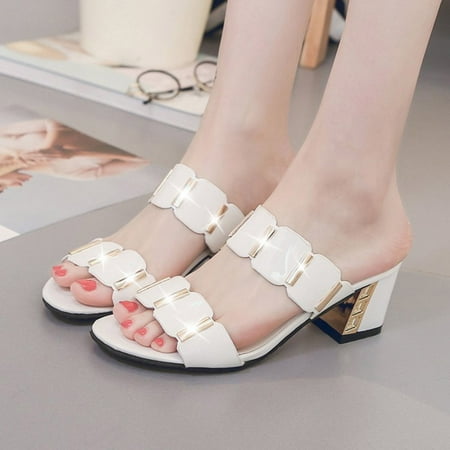

Women s Summer Fashion Plus Size Mid-Heel Heel Fish Mouth Sandals Note Please Buy One Or Two Sizes Larger