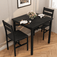 thumbnail image 3 of MOOSENG Small Dining Table Set for 2, Farmhouse Dinner Table with Storage, 3 Piece Wooden Square Dinette Set for Dining Room, Apartment, Small Space, 3 of 9