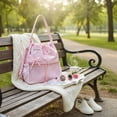 thumbnail image 3 of Hfppkn Polka Dot Drawstring Ita Handbag Clear Display Shoulder Bag for Daily Commute 35x14x36cm Pink, 3 of 7