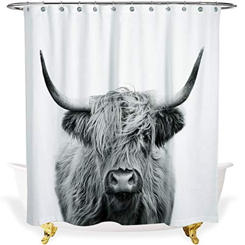 American Black Cow Farm Animal Bathroom Waterproof Fabric Shower Curtain & Hooks 