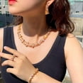 thumbnail image 3 of Top 4pcs Cubic Zircon Wedding Necklace Earring CZ Yellow Gold Plated Jewelry Set, 3 of 9