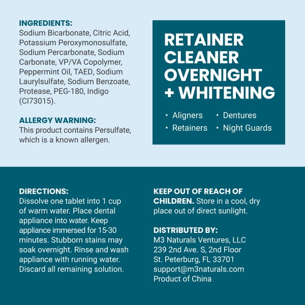M3 Naturals Retainer Cleaner Overnight + Whitening, Mint, 120 Count photo 4