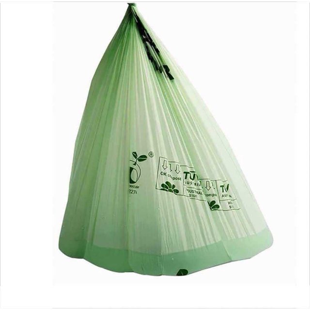 Bolsa de basura biodegradable PLA Bolsas de almidón de maíz Bolsas de basura de residuos de alimentos reciclados para cocina, oficina, contenedores-30L