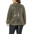thumbnail image 4 of DARING DIVA Women's Plus Long Sleeve Glitter Sparkly Blouse 1X Gold, 4 of 6