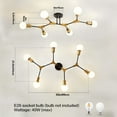 thumbnail image 5 of Semi Flush Mount Ceiling Light,YANSUN Modern Sputnik Light Fixture Black and Gold Metal for Bedroom Living Room Hallway, 5 of 6