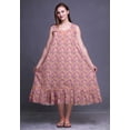 thumbnail image 2 of Bimba Dark Peach Orange Floral Artistic Printed Cotton Nightgowns For Women Sleeveless Gown Sleepwear Maxi Dress Small, 2 of 6